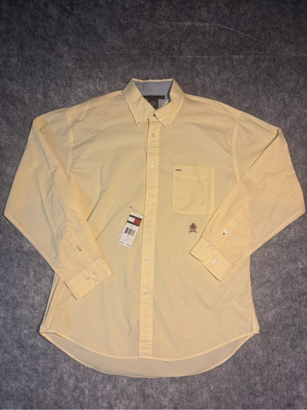 NWT Tommy Hilfiger Mens L Regular Yellow Check Long Sleeve Cotton Button-Down